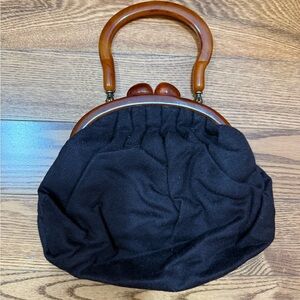 Vintage 1930s brown Bakelite Handle Art Deco handbag